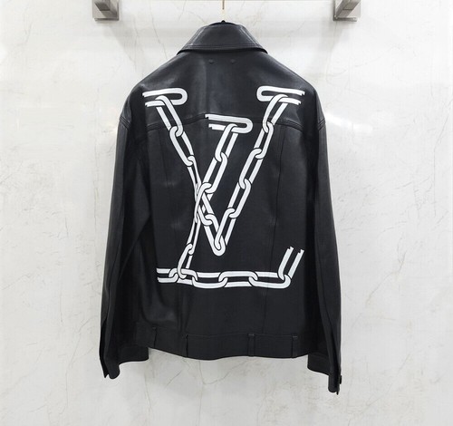 LOUIS VUITTON（LV） Giacca di pelle Louis Vuitton edizione limitata 3D tasca catena logo 1A5ZUG