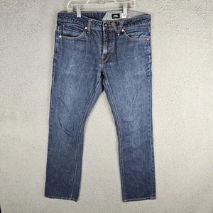 Volcom Vorta Slim Straight Jeans Mens 32 Blue Denim Stretch Low Rise Regular Fit - Picture 1 of 10