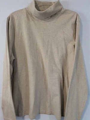 Pullover de algodón cuello alto beige LS Basic Editions para mujer talla XXL Foto 1 de 3
