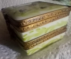 RARA portagioie vintage porcellana Limoges doppia cerniera chiusura quadrifoglio - Foto 1 di 7
