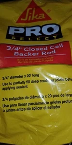 2 Nuevas VARILLAS DE RESPALDO Caulk 3/4" X 20' Pro Select Sika Corp 108130 - Imagen 1 de 2