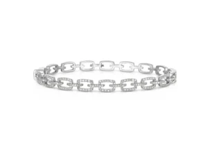 Amazing Hip-Hop Style Rectangle Link In 935 Silver With Sparkling CZ Bracelets - Picture 1 of 5