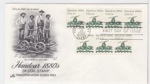 TurtlesTradingPost- Handcar 1880s- Transportation 1983 #1898 FDC Artcraft Cachet - Picture 1 of 1