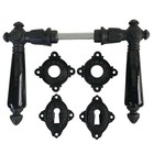 Jugendstil / Gründerzeit Türklinken Gußeisen Griff Porzellan schwarz 3-BB-GS