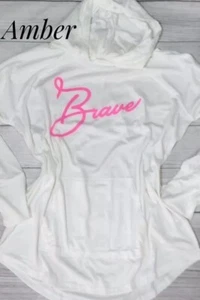 Lularoe Together Pink Breast Cancer Awareness AMBER Pink BRAVE Solid White M - Picture 1 of 3