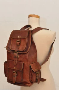 New Handmade Vintage Leather BackPack Rucksack Travel Bag For Men's and Women's - Picture 1 of 8