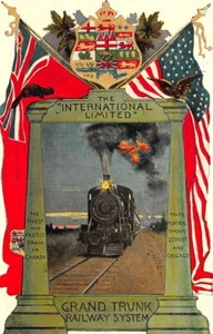 "The International Limited' Grand Trunk System Poster Type Postcard - Picture 1 of 2