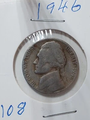 Rare 1946 Jefferson Nickel Error- Lettering On Rim No Mint Mark Possible 35% Sil - Image 1 of 2