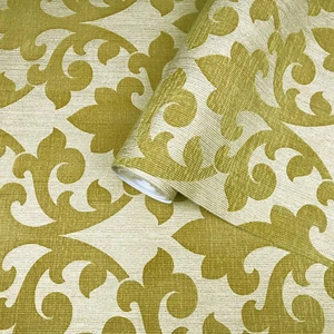 Flocking Embossed Wallpaper roll Gold Metallic flocked Textured Velour damask 3D - Picture 1 of 12