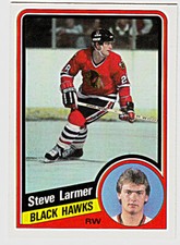 1984-85 O-PEE-CHEE #37 STEVE LARMER Chicago Blackhawks Hockey Card