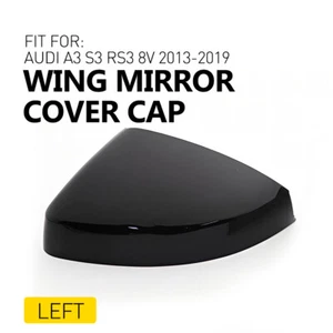 Gloss Black Glossy Wing Mirror Caps Covers Casings For Audi A3 S3 RS3 8V 2013-19 - Picture 1 of 14