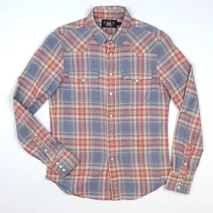 Camisa RRL Western Talla 3 UK 10 12 Mujeres Franela Cuadros Popper Snap Ralph Lauren - Imagen 1 de 20