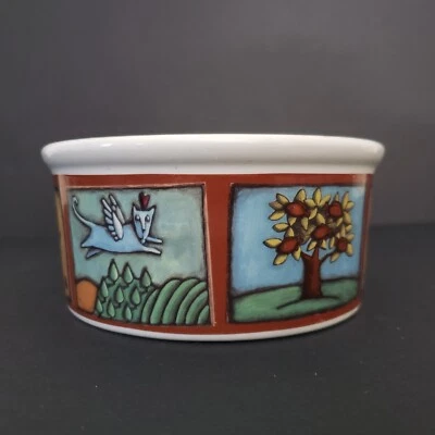 Ursula Dodge FLIGHT OF THE BLUE CAT Gres Comida para Mascotas/Agua Cuenco 6"X3" Foto 1 de 4