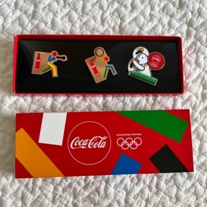 Prendedores originales Olympic Coca Cola boxeo levantamiento de pesas tenis de mesa de Japón - Imagen 1 de 3