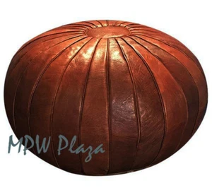 MPW Plaza Pouf, Deco, Brown, Moroccan Leather Ottoman (Un-Stuffed) - Picture 1 of 2