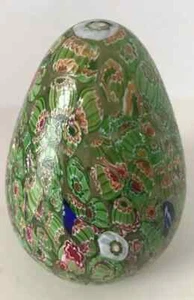 Uovo Soffiato a Mano Vetro Artistico Pasqua Casa Tavola Accento Peso Carta Verde 6" - Foto 1 di 3