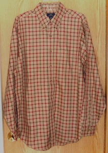 BROOKS BROTHERS - NON-IRON BRUSHED COTTON TAN WINDOWPANE SHIRT - MENS L - Bild 1 von 2