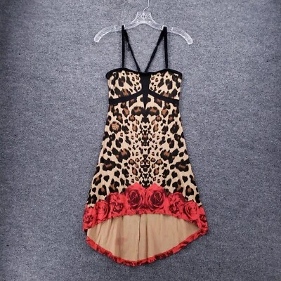 Vestido Fox Feminino S Pequeno Marrom Gato Selvagem Alça Destacável Floral Leopardo Alto Baixo - Imagem 1 de 4