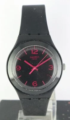 Beautiful Swatch Quartz Black Dial With 'Date' Women Rubber Band Wristwatch - Image 1 of 4