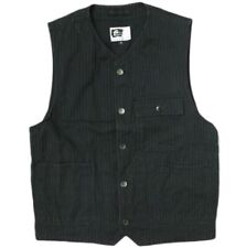 Engineered Garments Pinstripe cotton herringbone work vest S black Gillet tops