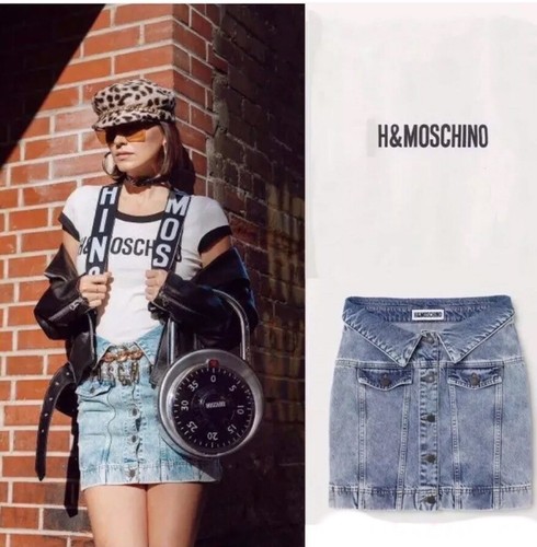 Gonna Moschino X H&M donna blu dinam taglia 2 eur taglia 34