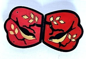 Vintage Orange Birds Celluloid Sash Belt Buckle Stamped Made In Germany - Picture 1 of 10