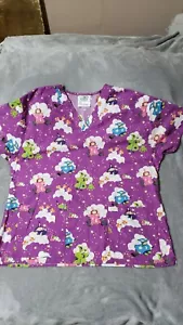 Crest Halloween Witches Scrub Top XL Preowned Very Good Condition - Picture 1 of 3