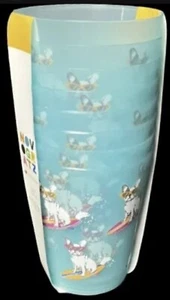 Novogratz 8 Pc Set Surfing White Frenchie Bulldog Plastic 16oz Tumblers NWT - Picture 1 of 6