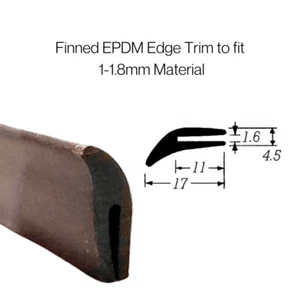 Finned Rubber U Channel Edging Trim Seal 17 mm x 5 mm - Picture 1 of 2