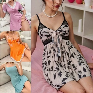 Sexy Lingerie Donna Pizzo Floreale Pigiama Biancheria Intima Vestito See-Thru Babydoll US - Foto 1 di 122