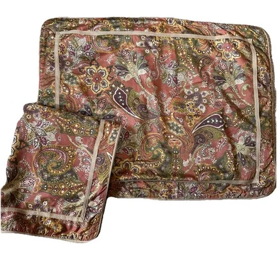 2 Chaps Chandler Paisley Standard Shams Brown Green Orange Red Floral EUC - Image 1 of 4