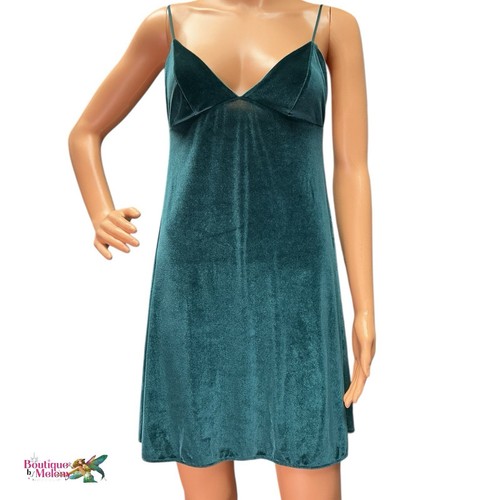 UNDERCOVER Victorias Secret Mini Abito Slip Donna S Verde Morbido Velluto Cami Lingerie Sexy