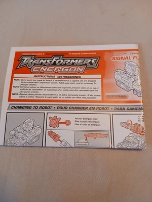 Transformers Energon Signal Flare INSTRUCTION Booklet Direction Sheet Autobot  - Image 1 of 2