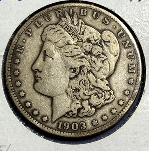 1903-S MORGAN SILVER DOLLAR. F to VF, Full LIBERTY Band - Picture 1 of 2