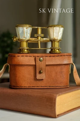 Vintage Brass Opera Glasses Mother of Pearl & Handle Brass Fitting France gift - Image 1 of 4