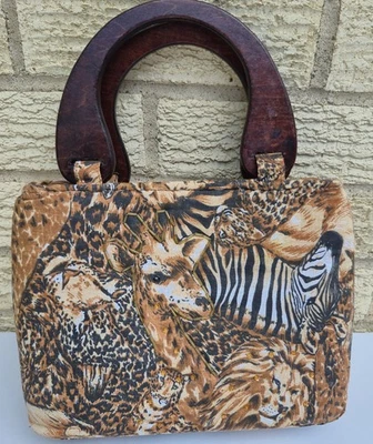 Bolso ecléctico de madera Safari Chic Junglecore con estampado de animales lado salvaje Foto 1 de 4
