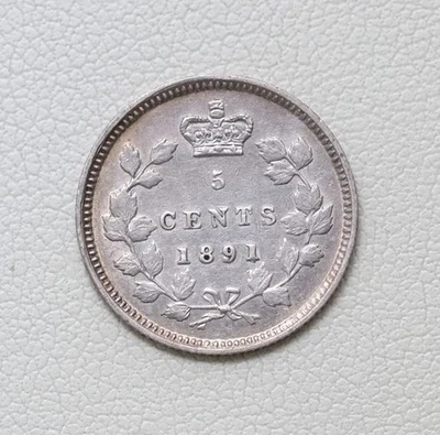 1891 9/9 Canada Queen Victoria Silver 5c 5 Cents Coin /F16 - Image 1 of 2