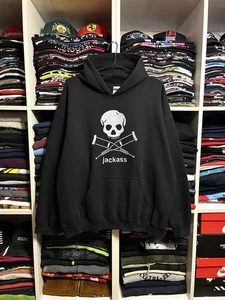 Vintage Jackass MTV Show Movie Promo Bam Margera Hoodie Size XL Black - Picture 1 of 11