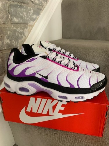 Nike Air Max Plus TN Uomo UK7 Bianco Viola Nero UK 7
