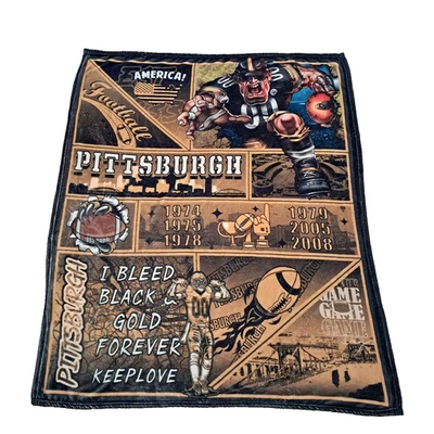 Manta polar Oeko-Tex 2008 Pittsburgh Steelers Stadium negra y dorada NFL Foto 1 de 4