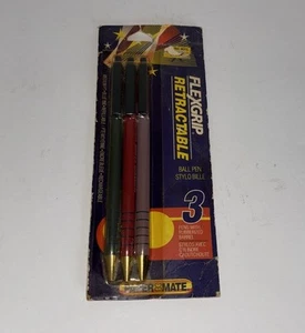 Paper Mate Flexgrip einziehbare mittlere Spitze Stifte blaue Tinte 3er-Pack Vintage 1991 NEU - Bild 1 von 2