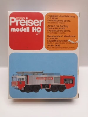 Preiser HO 2632 - Flugplatz-Löschfahrzeug FLF 80 200 München - Bausatz  in OVP - Bild 1 von 4