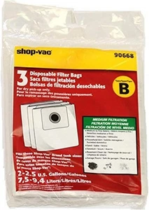Shop Vac Corporation 9066800 Paper Bag, Type B All Around QAM70 3 Pk Black - Picture 1 of 1