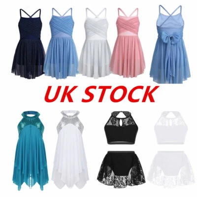 Kid Girls Lyrical Dance Costume Contemporary Ballet Tutu Dress Leotard Camisole - Image 1 of 2