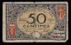 World Paper Money - France 50 Centimes 1919 Chamber Of Commerce Nice @ Vg