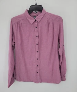 Mountain Hardwear Top Womens Medium Pink Button Up Long Sleeve Tie Back Blouse - Picture 1 of 7