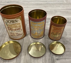 Decorative Farmhouse Nesting Counter Tins for Flour Sugar and Coffee - Picture 1 of 12