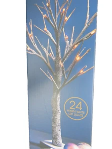 New 2Ft Pre-Lit Christmas Tree LED Twig With Light Snow Effect Home Decoration - Picture 1 of 10