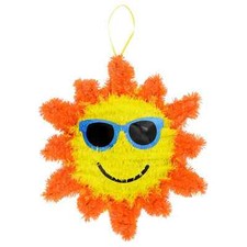 Decorative Hanging Summertime Tinsel Sun Ornament, 13.5x12 in. w