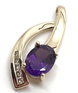 STUNNING Fred Meyer Amethyst & Diamond Accent 14K Necklace Pendant (RF716) - Picture 1 of 7